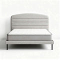 Cama matrimonial de tela gris con cabecero tapizado y colchón 200 x 160 x 100cm