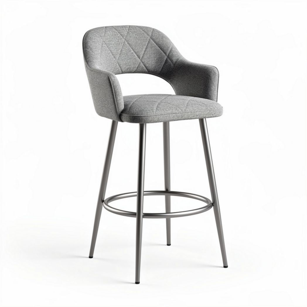 Taburete de bar con tapizado gris y patas metálicas 45 x 45 x 100cm