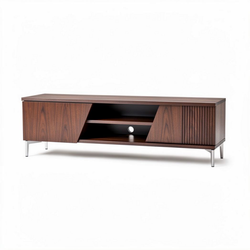 Mueble de televisión contemporáneo de madera oscura 150 x 40 x 50cm