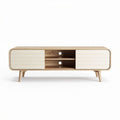 Mueble de televisión moderno de madera en color natural y blanco 150 x 40 x 40cm