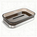 Bandeja de drenaje de acero inoxidable y vidrio para cocina 30 x 20 x 10cm