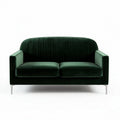 Sofá de dos plazas en terciopelo verde 180 x 80 x 75cm con patas metálicas