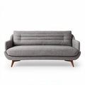 Sofá gris de tres plazas con patas de madera dimensiones 200 x 85 x 75cm